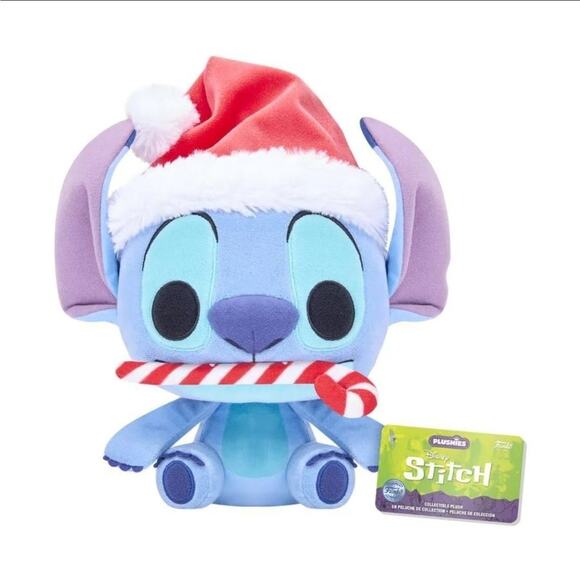 Funko Lilo & Stitch Christmas Santa Hat Candy Cane 7" Plushies NWT! Holiday Gift - Picture 1 of 2